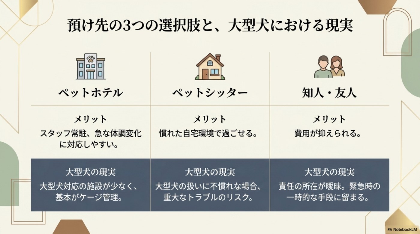 ペットホテル・ペットシッター・知人友人、それぞれの現実